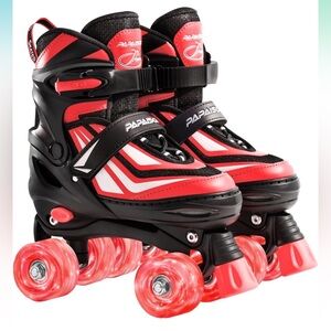 Roller Skates Boys Girls, 4 Size Adjustable Rollerskates Light Up Wheels Youth L